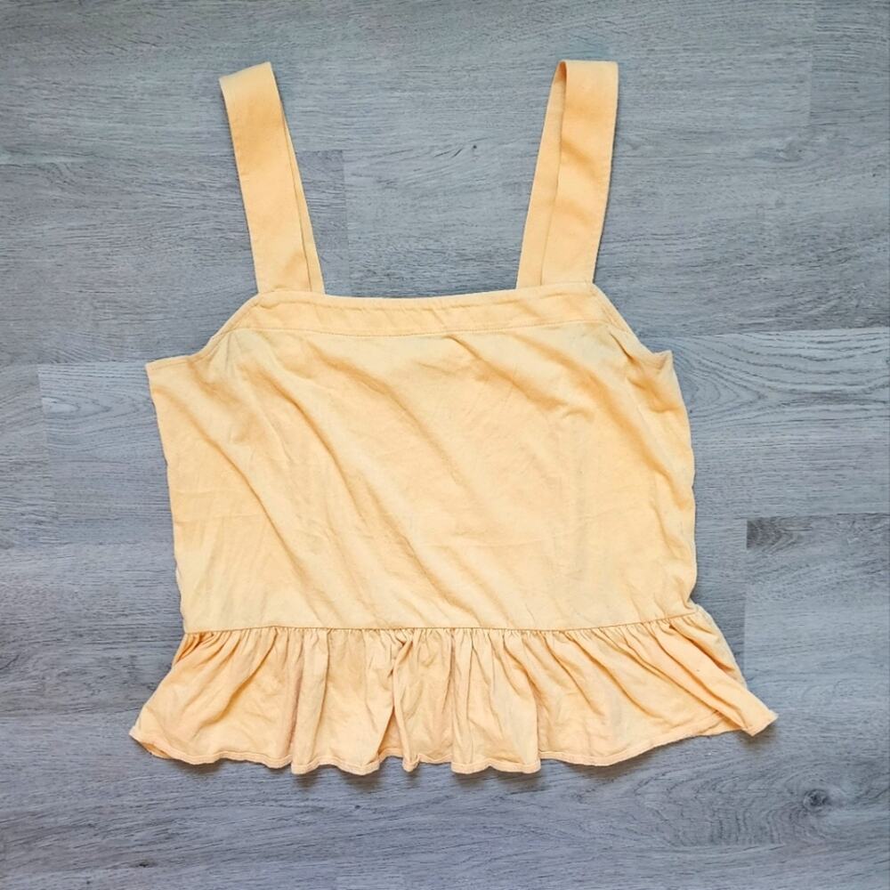 Loft Women's Solid Orange Square Neck Sleeveless Crop Casual Tank Top Large L